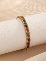 Nouveau Bracelet Tendance en Acier Inoxydable avec Diamants Colorés et Zircons, Style Rétro Personnalisé Hip Hop pour Hommes et Femmes
