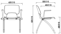 Chaise pivotante ergonomique pliable en PP avec accoudoirs amovibles et tablette d'écriture pour conférences/formations - Chaise de bureau moderne