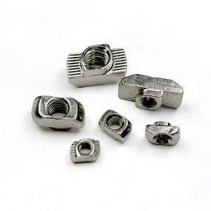 Écrous à fente en T en aluminium, tête plate, zingués, à enfoncer, autobloquants, usinés CNC, entièrement filetés, norme européenne pour l'assemblage de cadres - Product Image 1