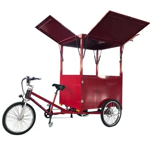 热销踏板辅助 Stree 食品车风格移动拖车电动咖啡自动售货机 3 轮自行车