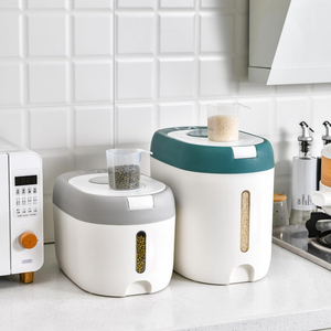 Conteneur de stockage de céréales multifonctionnel hermétique en plastique PP+PS pour la maison et la cuisine, capacité de 10 kg, pour le riz et les aliments pour animaux de compagnie - Product Image 4
