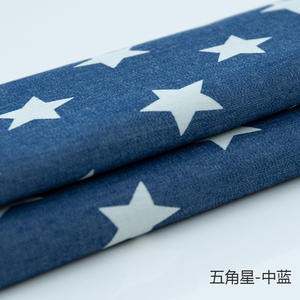 9 tasarımlar 4.5OZ 32S pamuk yıkanmış yıldız 4-leaf yonca meyve desen baskılı Denim kumaş - Product Image 5