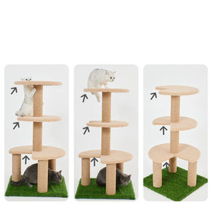 Moderno eco-friendly torre di legno gatto Multi-livello Pet arrampicata Scratcher Sisal tiragraffi case posatoi amaca per gatti - Product Image 3