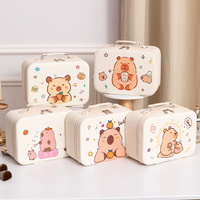 Trousse de Maquillage Imperméable Grande Capacité en PVC avec Fermeture Éclair, Motif Capybara Mignon, Boîte de Rangement pour Cosmétiques