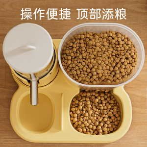 เครื่องให้อาหารหนูแฮมสเตอร์อัตโนมัติพร้อมที่จ่ายน้ำและชามอาหารสำหรับสัตว์เลี้ยงขนาดเล็ก วัสดุ PP สีเหลือง - Product Image 4