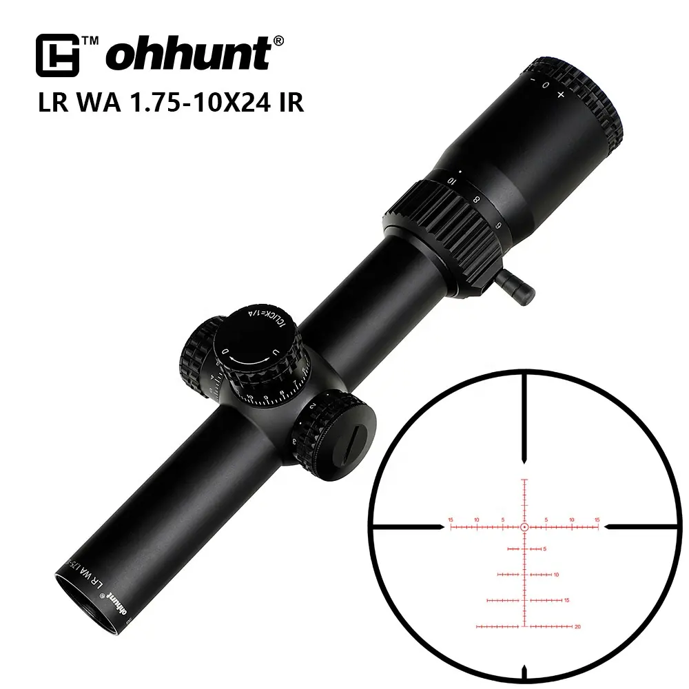 Ohhunt OEM chiến thuật Sight 1.75-10x24 IR Glass khắc kẻ ô khóa thiết lập lại nhỏ gọn quang học phạm vi