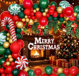 Wholesale Red Candy Cane <b>Balloon</b> <b>Arch</b> Set Christmas Themed Holiday Party Outdoor Decorations - Product Image 2