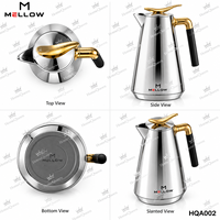 Carafe isotherme sous vide européenne 1,0 L en ABS avec revêtement en verre, poignée dorée et noire, durable et robuste