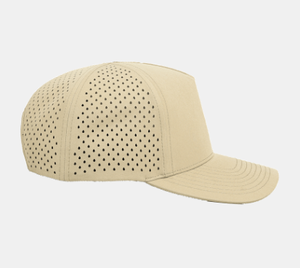 Sombrero de camionero de Golf de 5 paneles estructurado con ala curvada ligera perforada con agujero de corte láser con logotipo de Parche de goma personalizado de alta calidad unisex - Product Image 3