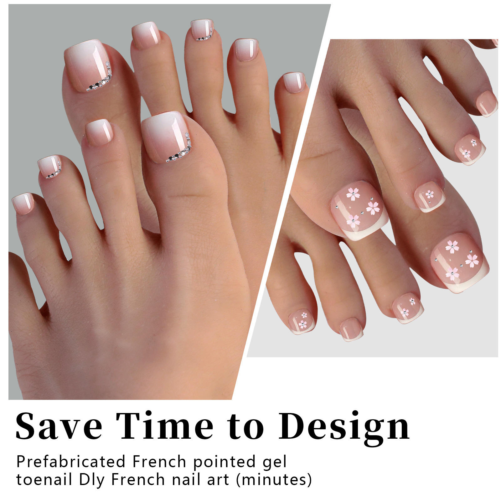 120pcs BoxToe Nail Tips Short French Tip Toenail Press on Nude Pink Soft Gel Toe Nail Tips Soak Off Press on Toenails