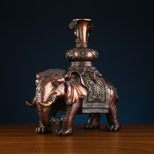 Copper World Brass <b>Elephant</b> Figurine Vase Shape Handmade Home Office Decoration Peace Prosperity Symbol - Product Image 1