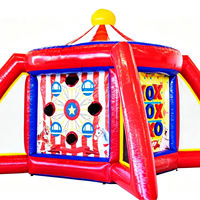Stand de jeu gonflable classique d'extérieur, jeu de lancer d'anneaux double face + XOXO Tic Tac Toe, en PVC, pour 4 à 8 personnes, capacité supérieure à 500 kg