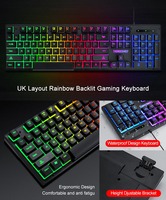 Amazons üst TF400 oyun kablolu klavye fare 4 in 1 combos klavye mouse mousepad hoparlör seti tabletler için