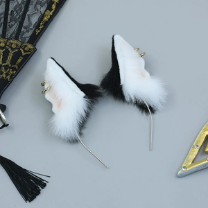 <span class=keywords><strong>Coiffe</strong></span> unisexe en peluche faite à la main, motif dessin animé, avec oreilles de bête simulées et queue d'animal, accessoires de costume Anubis pour poupée - Product Image 5
