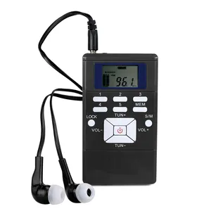 迷你便携式DSP立体声调频收音机数字钟接收器，用于带耳机局域网的会议同声传译夹式收音机