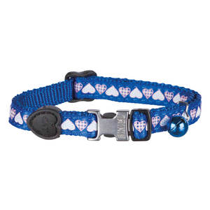 Collier pour chat en ruban de nylon avec motif de cœurs rouges et clochette pour chats - Product Image 2