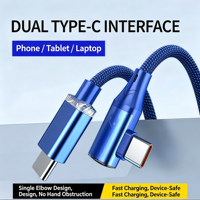 Câble coudé USB 3.2 Type-C vers Type-C 120W 6A à charge rapide, blindage en nylon tressé, pour iOS iPhone 15/16, ordinateur, imprimante, lecteur de codes-barres
