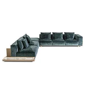 Rich Furniture green high quality premium luxury sofas living room lounge sofa sets Italian modern fabric velvet sofa set