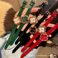 Montre à quartz FanJia écologique et polyvalente pour femme, collection trèfle à quatre feuilles porte-bonheur, cadran en nacre
