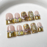 Presse à ongles de canard faite à la main en gros 10 pièces ongles artificiels réutilisables de conception de diamant d'amande pour le salon d'art d'ongle