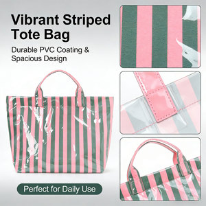 Sac à main à bandoulière en PVC élégant et léger de grande capacité sac à main de voyage tendance à rayures pour femmes sac fourre-tout pour femmes - Product Image 3
