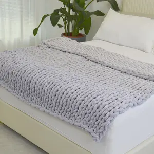 Offre Spéciale Nature Super Cozy Chunky Knit Throw Woven Gorgeous Chenille Knitted Blanket