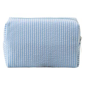 Ensemble de trousses de maquillage rayées douces et durables, grande pochette à fermeture éclair, trousses de toilette portables pour femmes - Product Image 1