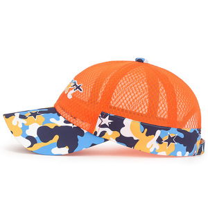 Summer <b>Kids</b> Sun Protection Net Hat <b>Baseball</b> <b>Cap</b> Breathable Sunshade For Boys Girls Orange Camouflage Design - Product Image 2