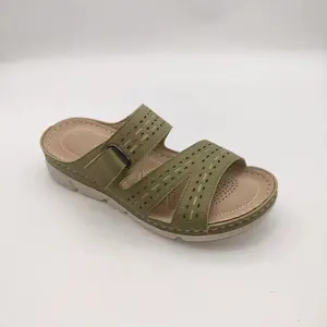 Sapatos slip-on para mulheres e senhoras sandálias de cunha chinelos para mulheres sapatos de verão