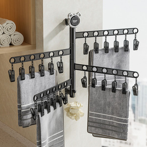 Rotating Clothes <b>Rack</b> With Clips Wall Mounted Space Saving <b>Drying</b> <b>Rack</b> For Balcony Home Use - Product Image 2
