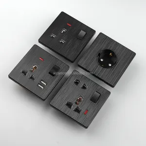 brushed plastic wall switch socket home installation Wire Accessories 220v Switch Socket Electrical Sockets And Switches