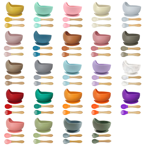Set di Stoviglie in Silicone per Bambini, <span class=keywords><strong>Ciotola</strong></span> e Cucchiaio Forchetta con Ventosa, Piatto per Pasti dei Bambini - Product Image 2