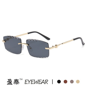 Yingtai Eyewear <b>Frameless</b> Square Sunglasses Metal <b>Frame</b> UV400 Protection Unisex Driving Wear - Product Image 5