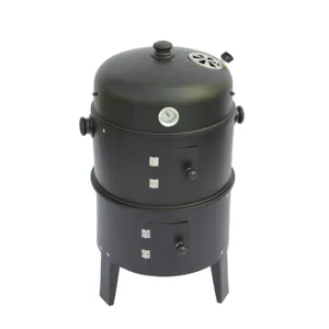 3-In-1 Rokerige Rokerige Barbecue Oven Buitencilinder Kippenbiefstuk Bbq Houtskoolgrill