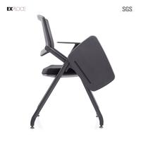 Chaise de bureau avec accoudoirs, chaise de conférence, confortable, avec tablette d'écriture, pour réunion