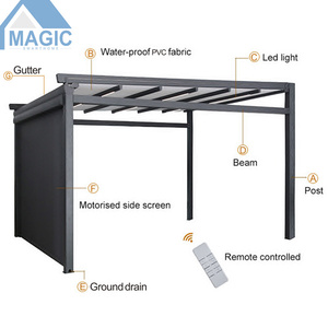 Mái Che Gazebo Có Thể Điều Chỉnh Ngoài Trời Mái Che Nhôm Có Thể Thu Vào Có Động Cơ Với Điều Khiển Từ Xa Tất Cả Các Mùa Mở Rộng - Product Image 6