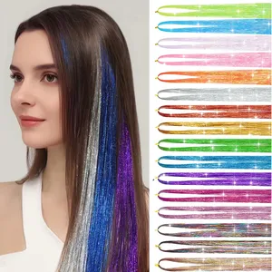 Kit de Tinsel Brillante para el Cabello de 48 Pulgadas, Arcoíris, para Mujeres, Extensiones de Cabello con Brillo Colorido, Accesorios para el Cabello - Product Image 1