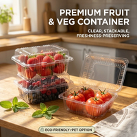Boîte d'emballage en RPET transparente ventilée de qualité alimentaire de 650 g pour la présentation de fraises et de baies fraîches