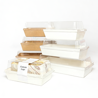 Boîtes à gâteaux jetables en carton blanc pour desserts, pâtisseries, charcuterie, avec couvercle transparent, boîte de pâtisserie