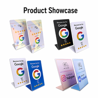 Carte NFC Google Review en PVC réinscriptible, puce NTAG213 programmable, finition mate étanche, Tap to Review QR, en gros