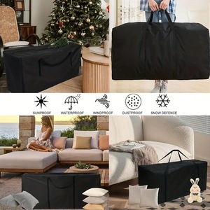 Sac de rangement pour sapin de Noël ZB105, tissu Oxford 600D, noir, rectangulaire, anti-poussière, utilisation en extérieur - Product Image 5