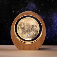 Lampe de table en bois avec base en cristal lumineux 3D Kanlong, lampes de nuit créatives