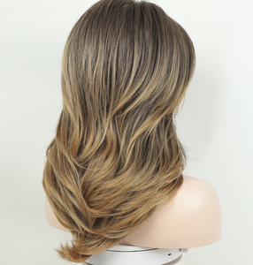 Perruque longue bouclée de style occidental pour <span class=keywords><strong>femme</strong></span>, <span class=keywords><strong>mi</strong></span>-longue, volumineuse, dégradé <span class=keywords><strong>blond</strong></span> - Product Image 3
