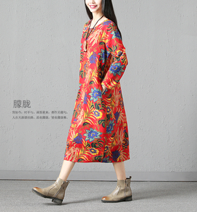 Vestiti donna più venduti grandi larghi abiti <span class=keywords><strong>da</strong></span> <span class=keywords><strong>sera</strong></span> a maniche lunghe <span class=keywords><strong>da</strong></span> donna a maniche lunghe abiti <span class=keywords><strong>casual</strong></span> artistici retrò <span class=keywords><strong>da</strong></span> donna - Product Image 3