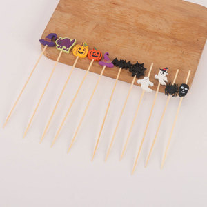 Palillos de Cóctel Desechables de Bambú Ecológicos para Halloween, Diseño de Fantasma, Sombrero de Bruja y Calabaza, Logotipo Personalizado, Modernos y Rápidos - Product Image 4