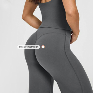 <span class=keywords><strong>Pantaloni</strong></span> Yoga <span class=keywords><strong>a</strong></span> Vita Alta Personalizzati all'Ingrosso, <span class=keywords><strong>Pantaloni</strong></span> <span class=keywords><strong>a</strong></span> Gamba Larga ad Asciugatura Rapida, Leggings <span class=keywords><strong>a</strong></span> Tinta Unita con Gamba Dritta e Svasata - Product Image 4