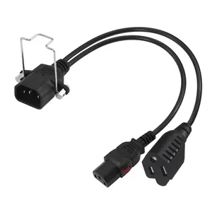 Lockable C14 C13 Connectors Cable 5-15R Receptacle Iec Power Extension Cord With Nema 5-15 Outlet