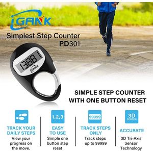 Igank Podomètre numérique 1,6 pouces, compteur de pas, tracker de fitness unisexe - Product Image 2