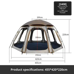 Outdoor Camping Foldable Sun Shelter Windproof Rainproof Octagonal Dome <b>Tent</b> Oxford Fabric Panoramic <b>Canopy</b> Sunshade for Summer - Product Image 5