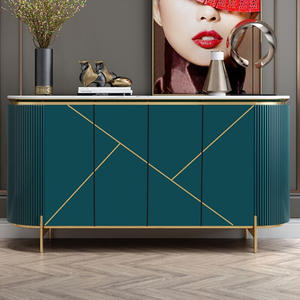 Meuble TV en bois de luxe en acier inoxydable, meuble de salon moderne, panneau latéral, meuble de tapisserie pour la maison - Product Image 3